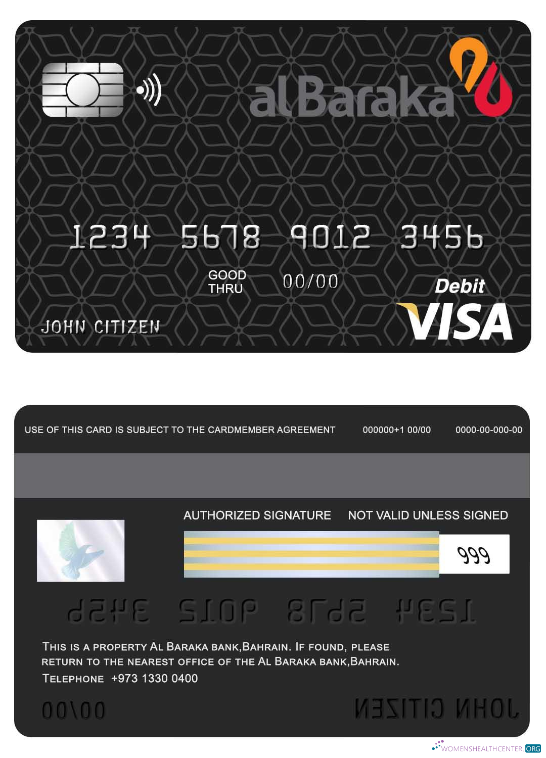 Download Bahrain Al Baraka bank visa card Photoshop template